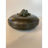 ANTICA BOWL CIOTOLA con COPERCHIO OTTONE OSSIDATO PATINA ART DECO ø 19,5 cm
