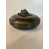 ANTICA BOWL CIOTOLA con COPERCHIO OTTONE OSSIDATO PATINA ART DECO ø 19,5 cm