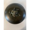 ANTICA BOWL CIOTOLA con COPERCHIO OTTONE OSSIDATO PATINA ART DECO ø 19,5 cm