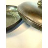 ANTICA BOWL CIOTOLA con COPERCHIO OTTONE OSSIDATO PATINA ART DECO ø 19,5 cm