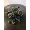 ANTICA BOWL CIOTOLA con COPERCHIO OTTONE OSSIDATO PATINA ART DECO ø 19,5 cm
