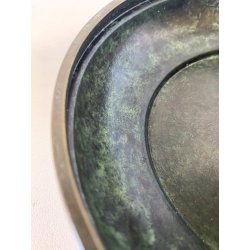 ANTICA BOWL CIOTOLA con COPERCHIO OTTONE OSSIDATO PATINA ART DECO ø 19,5 cm
