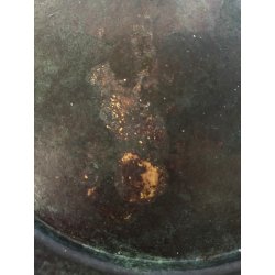 ANTICA BOWL CIOTOLA con COPERCHIO OTTONE OSSIDATO PATINA ART DECO ø 19,5 cm