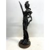 SCULTURA BRONZO Art Nouveau STATUA C. Valton NINFA DIANA FIGURA FEMMINILE '800