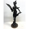 SCULTURA BRONZO Art Nouveau STATUA C. Valton NINFA DIANA FIGURA FEMMINILE '800