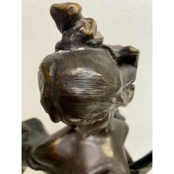 SCULTURA BRONZO Art Nouveau STATUA C. Valton NINFA DIANA FIGURA FEMMINILE '800