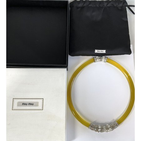 MIU MIU COLLANA RUBBER vintage GOMMA con inserti METALLO ARGENTATO e STRASS