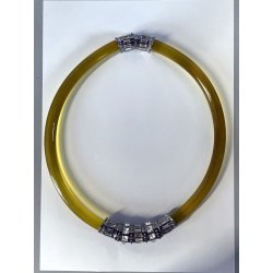MIU MIU COLLANA RUBBER vintage GOMMA con inserti METALLO ARGENTATO e STRASS