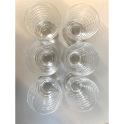 LOTTO 6 CALICI CRISTALLO MOLATO DECORO LINEE Art Decò BICCHIERI 10,7 cm/h