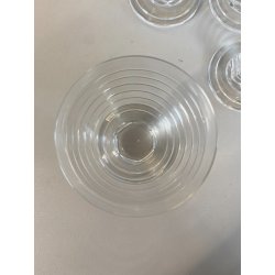 LOTTO 6 CALICI CRISTALLO MOLATO DECORO LINEE Art Decò BICCHIERI 10,7 cm/h