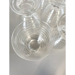 LOTTO 12 CALICI CRISTALLO MOLATO DECORO LINEE Art Decò BICCHIERI ø 8,2x11,5 cm/h