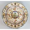 ANTICO PIATTO PARATA MAIOLICA TERRACOTTA SMALTATA SCA DECORO GROTTESCHE ø 37cm