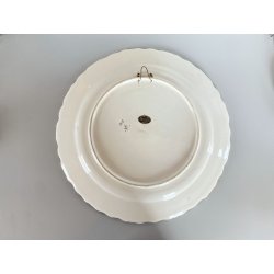 ANTICO PIATTO PARATA MAIOLICA TERRACOTTA SMALTATA SCA DECORO GROTTESCHE ø 37cm