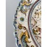 ANTICO PIATTO PARATA MAIOLICA TERRACOTTA SMALTATA SCA DECORO GROTTESCHE ø 37cm