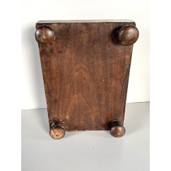 antico POGGIAPIEDI impero LEGNO NOCE piccolo POUF epoca '800 tessuto sabbia