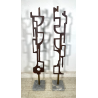 RARA COPPIA SCULTURA Roberto Aloi 1970 FERRO DESIGN ASTATTO OPERA D'ARTE TOTEM