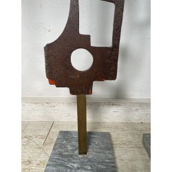 RARA COPPIA SCULTURA Roberto Aloi 1970 FERRO DESIGN ASTATTO OPERA D'ARTE TOTEM