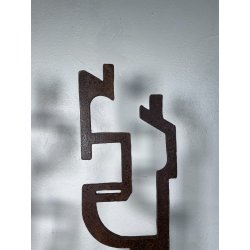 RARA COPPIA SCULTURA Roberto Aloi 1970 FERRO DESIGN ASTATTO OPERA D'ARTE TOTEM