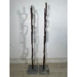 RARA COPPIA SCULTURA Roberto Aloi 1970 FERRO DESIGN ASTATTO OPERA D'ARTE TOTEM