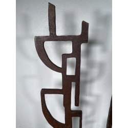 RARA COPPIA SCULTURA Roberto Aloi 1970 FERRO DESIGN ASTATTO OPERA D'ARTE TOTEM