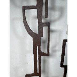 RARA COPPIA SCULTURA Roberto Aloi 1970 FERRO DESIGN ASTATTO OPERA D'ARTE TOTEM