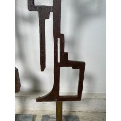 RARA COPPIA SCULTURA Roberto Aloi 1970 FERRO DESIGN ASTATTO OPERA D'ARTE TOTEM