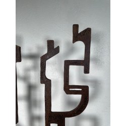 RARA COPPIA SCULTURA Roberto Aloi 1970 FERRO DESIGN ASTATTO OPERA D'ARTE TOTEM