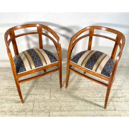 ANTICA COPPIA POLTRONA POZZETTO POLTRONCINE SEDIE LEGNO NOCE EPOCA 1800 STOFFA