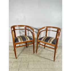 ANTICA COPPIA POLTRONA POZZETTO POLTRONCINE SEDIE LEGNO NOCE EPOCA 1800 STOFFA