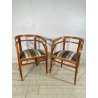 ANTICA COPPIA POLTRONA POZZETTO POLTRONCINE SEDIE LEGNO NOCE EPOCA 1800 STOFFA