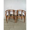 ANTICA COPPIA POLTRONA POZZETTO POLTRONCINE SEDIE LEGNO NOCE EPOCA 1800 STOFFA
