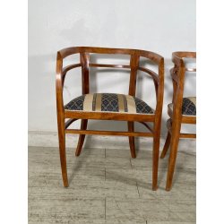 ANTICA COPPIA POLTRONA POZZETTO POLTRONCINE SEDIE LEGNO NOCE EPOCA 1800 STOFFA