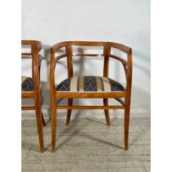 ANTICA COPPIA POLTRONA POZZETTO POLTRONCINE SEDIE LEGNO NOCE EPOCA 1800 STOFFA