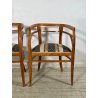 ANTICA COPPIA POLTRONA POZZETTO POLTRONCINE SEDIE LEGNO NOCE EPOCA 1800 STOFFA