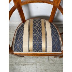 ANTICA COPPIA POLTRONA POZZETTO POLTRONCINE SEDIE LEGNO NOCE EPOCA 1800 STOFFA