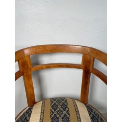 ANTICA COPPIA POLTRONA POZZETTO POLTRONCINE SEDIE LEGNO NOCE EPOCA 1800 STOFFA