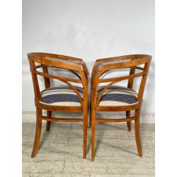 ANTICA COPPIA POLTRONA POZZETTO POLTRONCINE SEDIE LEGNO NOCE EPOCA 1800 STOFFA