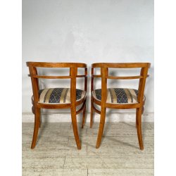 ANTICA COPPIA POLTRONA POZZETTO POLTRONCINE SEDIE LEGNO NOCE EPOCA 1800 STOFFA