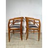 ANTICA COPPIA POLTRONA POZZETTO POLTRONCINE SEDIE LEGNO NOCE EPOCA 1800 STOFFA