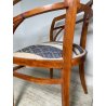 ANTICA COPPIA POLTRONA POZZETTO POLTRONCINE SEDIE LEGNO NOCE EPOCA 1800 STOFFA