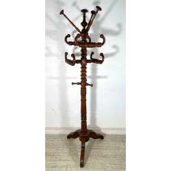 ANTICO APPENDIABITI DA TERRA LEGNO NOCE TORNITO EPOCA 1800 APPENDINO PIANTANA
