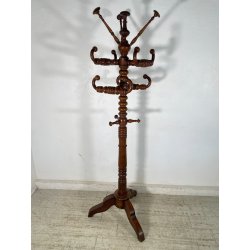 ANTICO APPENDIABITI DA TERRA LEGNO NOCE TORNITO EPOCA 1800 APPENDINO PIANTANA