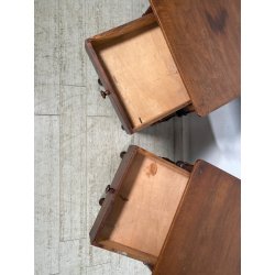 ANTICA COPPIA COMODINO LEGNO NOCE epoca 1800 CASSETTO ANTA RIPIANO ALZATA OLD