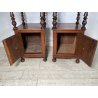 ANTICA COPPIA COMODINO LEGNO NOCE epoca 1800 CASSETTO ANTA RIPIANO ALZATA OLD