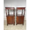 ANTICA COPPIA COMODINO LEGNO NOCE epoca 1800 CASSETTO ANTA RIPIANO ALZATA OLD