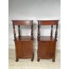 ANTICA COPPIA COMODINO LEGNO NOCE epoca 1800 CASSETTO ANTA RIPIANO ALZATA OLD