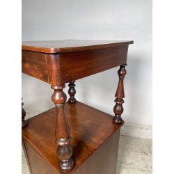ANTICA COPPIA COMODINO LEGNO NOCE epoca 1800 CASSETTO ANTA RIPIANO ALZATA OLD