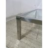 GRANDE TAVOLO DA SALOTTO VINTAGE ANNI 70 ACCIAIO VETRO CROMATO TAVOLINO DA FUMO