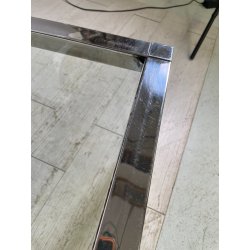 GRANDE TAVOLO DA SALOTTO VINTAGE ANNI 70 ACCIAIO VETRO CROMATO TAVOLINO DA FUMO