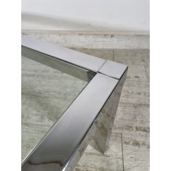 GRANDE TAVOLO DA SALOTTO VINTAGE ANNI 70 ACCIAIO VETRO CROMATO TAVOLINO DA FUMO